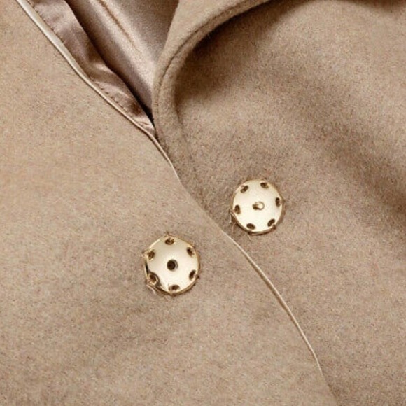 Calvin Klein Notched Collar Wrap Coat In wheat angora blend size 8 - Picture 8 of 13